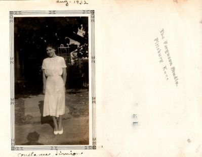Click to view full size image
==============
Constance Simion
This Photo States: "Constance Simion"
This Photo was taken in August 1932
The Photographers name is "The Ferguson Studio", Pittsburg, Kansas.
Constance Simion
This Photo States: "Constance Simion"
This Photo was taken in August 1932
The Photographers name is "The Ferguson Studio", Pittsburg, Kansas.