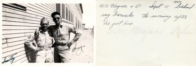 Click to view full size image
==============
W. G. Wagner & Smitty
This photo States: "USMC Mojave Station Marines
WWII 1944. W. G. Wagner & I ("Smitty"). 11 September 1944 behind
my barracks...The Morning after he got here".
W. G. Wagner & Smitty
This photo States: "USMC Mojave Station Marines
WWII 1944. W. G. Wagner & I ("Smitty"). 11 September 1944 behind
my barracks...The Morning after he got here".