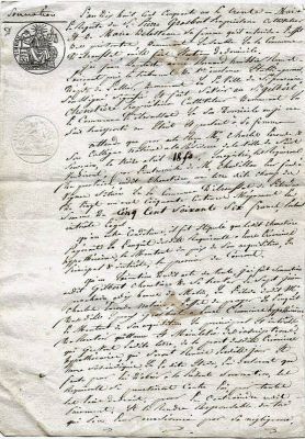 French Legal Document: Grosbout/Delasteau/Chenetiere
FRENCH LEGAL DOCUMENT: This was Translated by Lynne Mitchell. "Town: Saint Pourçain*
Department: Allier
Region: Auvergne (Central France)
This is a summons issued May 30, 1851. It was issued at the request of mortgagees Pierre Grosbout, farm owner, and his wife, Marie Delasteau, who resided at Etroussat. It ordered Gilbert Chenetiere, farm owner in Etroussat, to appear on June 7th to repay their loan to him in full with interest. He would be responsible for additional costs if he fails to appear
