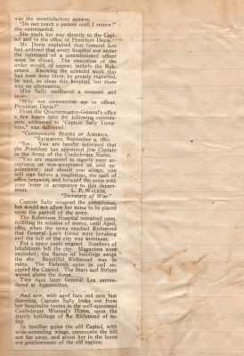 Click to view full size image
==============
Captain Sally Louisa Tompkins Genealogy Book, Page 3
THIS HAS BEEN DONATED TO THE VIRGINIA MUSEUM OF HISTORY & CULTURE.
Captain Sally Tompkins
This is a article that was pasted in a Genealogy Book written & completed on 22 March 1919 by Mr. O. Fleet.
Page 3
Captain Sally Louisa Tompkins Genealogy Book, Page 3
THIS HAS BEEN DONATED TO THE VIRGINIA MUSEUM OF HISTORY & CULTURE.
Captain Sally Tompkins
This is a article that was pasted in a Genealogy Book written & completed on 22 March 1919 by Mr. O. Fleet.
Page 3