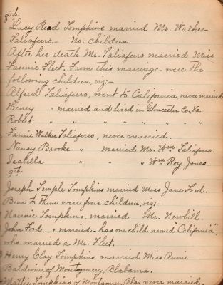 Click to view full size image
==============
Captain Sally Louisa Tompkins Genealogy Book, Page 14
THIS HAS BEEN DONATED TO THE VIRGINIA MUSEUM OF HISTORY & CULTURE.
Tompkins Genealogy Book.
Page 14
Captain Sally Louisa Tompkins Genealogy Book, Page 14
THIS HAS BEEN DONATED TO THE VIRGINIA MUSEUM OF HISTORY & CULTURE.
Tompkins Genealogy Book.
Page 14