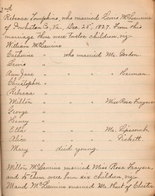 Click to view full size image
==============
Captain Sally Louisa Tompkins Genealogy Book, Page 16
THIS HAS BEEN DONATED TO THE VIRGINIA MUSEUM OF HISTORY & CULTURE.
Tompkins Genealogy Book.
Page 16
Captain Sally Louisa Tompkins Genealogy Book, Page 16
THIS HAS BEEN DONATED TO THE VIRGINIA MUSEUM OF HISTORY & CULTURE.
Tompkins Genealogy Book.
Page 16