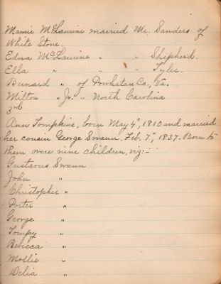 Click to view full size image
==============
Captain Sally Louisa Tompkins Genealogy Book, Page 17
THIS HAS BEEN DONATED TO THE VIRGINIA MUSEUM OF HISTORY & CULTURE.
Tompkins Genealogy Book.
Page 17
Captain Sally Louisa Tompkins Genealogy Book, Page 17
THIS HAS BEEN DONATED TO THE VIRGINIA MUSEUM OF HISTORY & CULTURE.
Tompkins Genealogy Book.
Page 17