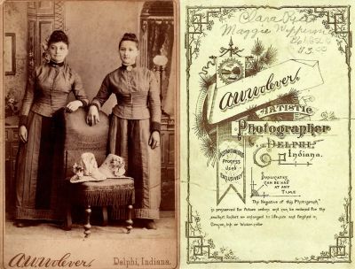 Click to view full size image
==============
Clarissa “Clara” Cree Rice & Margaret Cree Wipperman
THIS HAS BEEN RETURNED TO FAMILY
This Cabinet Card Photo States: "Clara Rice & Maggie Wipperman"
The Photographers Name was "A. W. Wolever", Delphi, Indiana.
Clarissa “Clara” Cree Rice & Margaret Cree Wipperman
THIS HAS BEEN RETURNED TO FAMILY
This Cabinet Card Photo States: "Clara Rice & Maggie Wipperman"
The Photographers Name was "A. W. Wolever", Delphi, Indiana.