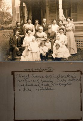 Click to view full size image
==============
George Washington Odell & Letty Ann Gilbert Odell & Family
THIS HAS BEEN RETURNED TO FAMILY
This photo mounted on board states: "my grandmother
Sarah Eleanor (Gilbert) Miller's sister and family,
Letty Gilbert and husband, Uncle Washington O'Dell.
11 children.
The Photographers name is "_______ Studio, Greencastle, Indiana.
George Washington Odell & Letty Ann Gilbert Odell & Family
THIS HAS BEEN RETURNED TO FAMILY
This photo mounted on board states: "my grandmother
Sarah Eleanor (Gilbert) Miller's sister and family,
Letty Gilbert and husband, Uncle Washington O'Dell.
11 children.
The Photographers name is "_______ Studio, Greencastle, Indiana.