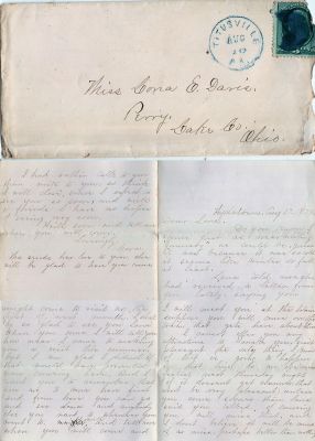 Iona E. Davis

This letter was sent to Iona Davis while Attending Buchtel College. The Letter was addressed to Iona Davis, Perry, Lake County, Ohio. The Letter is Dated 17 August 1879.

NOTE: Perry, Ohio is 10 minutes from Akron.
