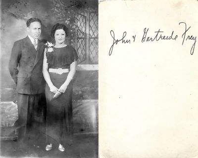 John & Gertrude Frey

This Photo was Donated by Diane Senalik.

This Photo States: "John & Gertrude Frey"

There is no Location Noted.

This Photo is very Faded and damaged. It has been enhanced for this posting.
