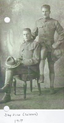 Jay Morrell Vick (Left) & Unidentified (Right)

This was shared by Jaque Callis.

This photo is of Jay Morrell Vick (left) and unidentified person on right. Photo was taken in 1917.
