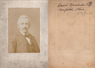 Daniel L. Manchester

This photo mounted on board states: "Daniel Manchester, Canfield, Ohio."
