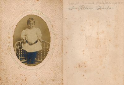 Click to view full size image
==============
Everett Russell Brelsford
THIS HAS BEEN RETURNED TO FAMILY
This damaged photo mounted on board States: "Everett Russell Brelsford, Age 20 Months. For Lillian Wards"
Everett Russell Brelsford
THIS HAS BEEN RETURNED TO FAMILY
This damaged photo mounted on board States: "Everett Russell Brelsford, Age 20 Months. For Lillian Wards"