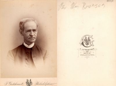 Click to view full size image
==============
Rev. William White Bronson
THIS HAS BEEN RETURNED TO FAMILY
This Cabinet Card Photo States: "Rev. Wm. Bronson"
The Photographers name is "F. Gutekunst", 712 Arch Street, Philadelphia, Pennsylvania.
Rev. William White Bronson
THIS HAS BEEN RETURNED TO FAMILY
This Cabinet Card Photo States: "Rev. Wm. Bronson"
The Photographers name is "F. Gutekunst", 712 Arch Street, Philadelphia, Pennsylvania.