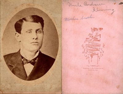 Click to view full size image
==============
Andrew Fleming
This Cabinet Card Photo States: "Uncle Andrew Fleming, Mother's brother"
The Photographers name is "S. M. Adams", Elgin, Illinois.
Andrew Fleming
This Cabinet Card Photo States: "Uncle Andrew Fleming, Mother's brother"
The Photographers name is "S. M. Adams", Elgin, Illinois.