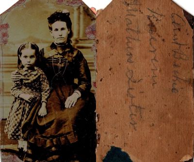 Click to view full size image
==============
Rebecca Ann Emerick Knieriem & Unidentified (R to L)
This was Donated by Cheryl Webber.
This Tintype Photo States: "Aunt Beckie Knieriem", Mother's Sister"
Rebecca Ann Emerick Knieriem & Unidentified (R to L)
This was Donated by Cheryl Webber.
This Tintype Photo States: "Aunt Beckie Knieriem", Mother's Sister"