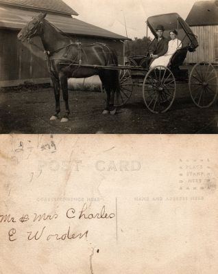Click to view full size image
==============
Mr. & Mrs. Charles E. Worden
This was donated by Diane Senalik.
This Real Photo Postcard (RPPC) States: "Mr. & Mrs. Charles E. Worden"
Mr. & Mrs. Charles E. Worden
This was donated by Diane Senalik.
This Real Photo Postcard (RPPC) States: "Mr. & Mrs. Charles E. Worden"