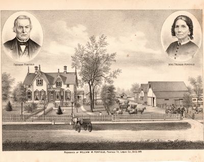 Truman B. Penfield & Mrs. Truman Penfield

This was harvested out of a old genealogy book called "History of Lorain County, Ohio, circa 1879.

The illustration is of Truman B. Penfield left, Mrs. Truman Penfield right and below is a illustration of William W. Penfield's home in Lorain County, Ohio in 1879.
