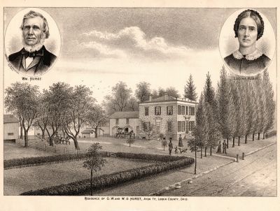 William & Lucina S. Moon Hurst

THIS HAS BEEN RETURNED TO FAMILY

This was out of a harvested old genealogy book called "History of Lorain County", Circa 1879.

Left is William Hurst, Right is Lucina S. Moon Hurst and below is a illustration of the homestead that belonged to George Washington Hurst & William Oliver Hurst.

NOTE: Lucina Hurst Findagrave Memorial has her name as Lucinda, but her headstone states Lucina.

