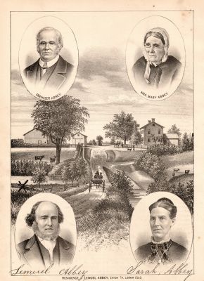 Click to view full size image
==============
Ebenezer Abbey, Mary Blanchard Abbey, Samuel Abbey & Sarah Abbey
This was harvested from a old genealogy book called "History of Lorain County, Ohio. Circa 1879.
Ebenezer Abbey is in the upper left, Mary Blanchard Abbey upper right corner, lower left corner is Samuel Abbey & lower right is Sarah Abbey.
The illustration of the residence is for Lemuel Abbey in Eaton Township, Lorain County, Ohio.
Ebenezer Abbey, Mary Blanchard Abbey, Samuel Abbey & Sarah Abbey
This was harvested from a old genealogy book called "History of Lorain County, Ohio. Circa 1879.
Ebenezer Abbey is in the upper left, Mary Blanchard Abbey upper right corner, lower left corner is Samuel Abbey & lower right is Sarah Abbey.
The illustration of the residence is for Lemuel Abbey in Eaton Township, Lorain County, Ohio.