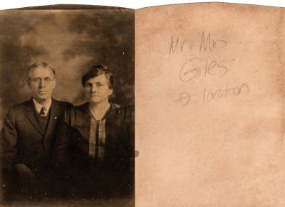 Click to view full size image
==============
Mr. & Mrs. Giles
This cut photo states: "Mr. & Mrs. Giles, no location"
Mr. & Mrs. Giles
This cut photo states: "Mr. & Mrs. Giles, no location"