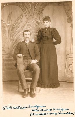 Click to view full size image
==============
William Thomas Snodgrass & Catherine Elizabeth Champ Snodgrass
This Cabinet Card Photo States: "(Bill) William Snodgrass & Katie Champ Snodgrass. (Marshall & Mary Champ Daughter)
William Thomas Snodgrass & Catherine Elizabeth Champ Snodgrass
This Cabinet Card Photo States: "(Bill) William Snodgrass & Katie Champ Snodgrass. (Marshall & Mary Champ Daughter)
