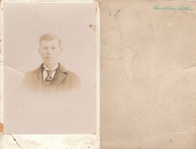 Click to view full size image
==============
Bert VanPatten
THIS HAS BEEN RETURNED TO FAMILY
This Cabinet Card Photo States: "Bert VanPatten"
The Photographers name is "Osborn", Coldwater, Michigan
Bert VanPatten
THIS HAS BEEN RETURNED TO FAMILY
This Cabinet Card Photo States: "Bert VanPatten"
The Photographers name is "Osborn", Coldwater, Michigan
