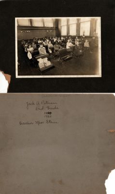 Click to view full size image
==============
Jack A. Putnam
This photo mounted on board states: "Oakland School, Jack A. Putnam, 2nd Grade, 1920. Teacher Miss Stein."
Jack A. Putnam
This photo mounted on board states: "Oakland School, Jack A. Putnam, 2nd Grade, 1920. Teacher Miss Stein."
