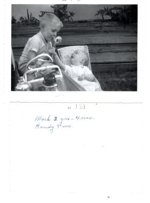 Click to view full size image
==============
Mark & Randy
This was Donated by Sue Pool.
This Photo States: "Mark, 2 years, 4 months; Randy, 9 months"
The Photo was developed in March 1963
Mark & Randy
This was Donated by Sue Pool.
This Photo States: "Mark, 2 years, 4 months; Randy, 9 months"
The Photo was developed in March 1963