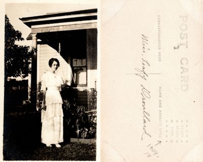 Click to view full size image
==============
Leafy Beatrice Droullard
This was Donated by Linda Zinn.
This Real Photo Postcard (RPPC) States: "Miss Leafy Droullard"
Leafy Beatrice Droullard
This was Donated by Linda Zinn.
This Real Photo Postcard (RPPC) States: "Miss Leafy Droullard"