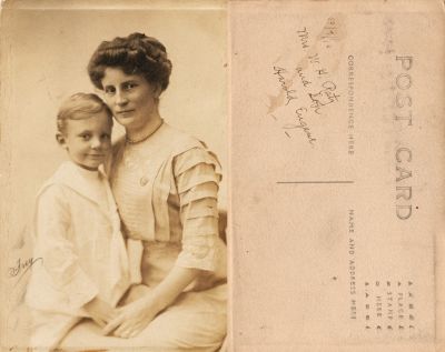 Tillie Ratz & Harold Eugene Ratz

This was Donated by Linda Zinn.

This Real Photo Postcard (RPPC) States: "7 October 1910, Mrs. W. H. Ratz & her son, Harold Eugene"

The Photographer is "Frey"

