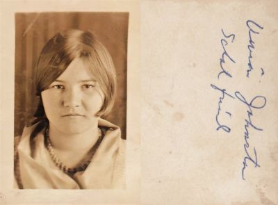Click to view full size image
==============
Vivian Johnston
This Photo States: "Vivian Johnston", School Friend.
Vivian Johnston
This Photo States: "Vivian Johnston", School Friend.