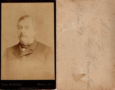 Click to view full size image
==============
A. W. Kelly
This was Donated.
This Cabinet Card Photo States: "A. W. Kelly. To Miss M. Fannie Keller?, 6th June 1893"
The Photographers name is "Vignos & Hurford", Canton, Ohio
A. W. Kelly
This was Donated.
This Cabinet Card Photo States: "A. W. Kelly. To Miss M. Fannie Keller?, 6th June 1893"
The Photographers name is "Vignos & Hurford", Canton, Ohio