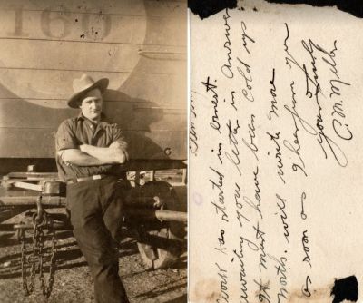 C. M. Miller

This Photo States: "Work has started in ernest. Awaiting you letter in answer. It must have been cold up north. Will write more as soon as I hear from you. Yours Truly, C. M. Miller."
