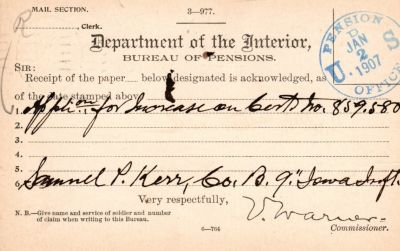 Click to view full size image
==============
Samuel P. Kerr
This was Donated by Mary Muhlfeld
Samuel P. Kerr
Civil War Document
Samuel P. Kerr
This was Donated by Mary Muhlfeld
Samuel P. Kerr
Civil War Document