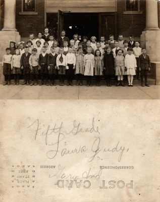 Click to view full size image
==============
Laura Judy
This was Donated by Melanie Hallam
This Real Photo Postcard States: "Fifth Grade, Laura Judy, Gary, Ind."
Laura Judy
This was Donated by Melanie Hallam
This Real Photo Postcard States: "Fifth Grade, Laura Judy, Gary, Ind."