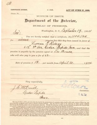 Lucian F. Kellogg

This was Donated by Mary Muhlfeld

Lucian F. Kellogg

Civil War Document
