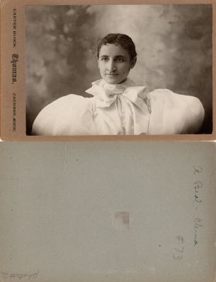 Click to view full size image
==============
Alice “Allie” Beal Clemo
This was Donated by Cheryl Webber/ The Terry Girls Genealogy.
This Cabinet Card Photo States: "A. Beal Clemo"
The Photographers name is "Thomas", Jackson, Michigan
Alice “Allie” Beal Clemo
This was Donated by Cheryl Webber/ The Terry Girls Genealogy.
This Cabinet Card Photo States: "A. Beal Clemo"
The Photographers name is "Thomas", Jackson, Michigan