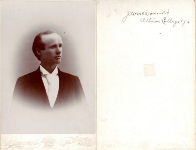 Click to view full size image
==============
Rev. James Davis MacDonald
This was Donated by Cheryl Webber/ The Terry Girls Genealogy.
This Cabinet Card Photo States: "J. D. McDonald, Albion College '96"
The Photographers name is "Burgess", Albion, Michigan
Rev. James Davis MacDonald
This was Donated by Cheryl Webber/ The Terry Girls Genealogy.
This Cabinet Card Photo States: "J. D. McDonald, Albion College '96"
The Photographers name is "Burgess", Albion, Michigan