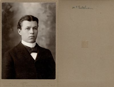 Click to view full size image
==============
McCutcheon
This was Donated by Cheryl Webber/ The Terry Girls Genealogy.
This Cabinet Card Photo States: "McCutcheon"
The Photographers name is "Thomas", Jackson, Michigan
McCutcheon
This was Donated by Cheryl Webber/ The Terry Girls Genealogy.
This Cabinet Card Photo States: "McCutcheon"
The Photographers name is "Thomas", Jackson, Michigan
