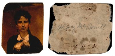 Click to view full size image
==============
Mary McDowell
This was Donated by Cheryl Webber/ The Terry Girls Genealogy.
This Tintype Photo States: "Mary McDowell"
Mary McDowell
This was Donated by Cheryl Webber/ The Terry Girls Genealogy.
This Tintype Photo States: "Mary McDowell"