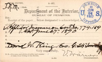 David W. King

This was Donated by Mary Muhlfeld

David W. King

Civil War Document
