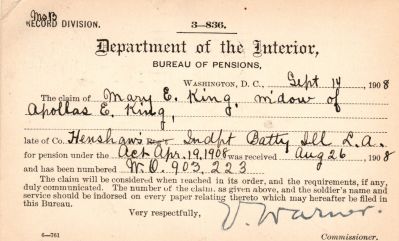 Appolas Erwin King

This was Donated by Mary Muhlfeld

Appolas Erwin King

Civil War Document
