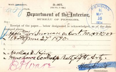 Appolas Erwin King

This was Donated by Mary Muhlfeld

Appolas Erwin King

Civil War Document

