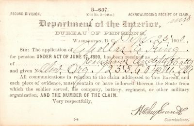 Appolas Erwin King

This was Donated by Mary Muhlfeld

Appolas Erwin King

Civil War Document

