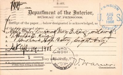 Appolas Erwin King

This was Donated by Mary Muhlfeld

Appolas Erwin King

Civil War Document
