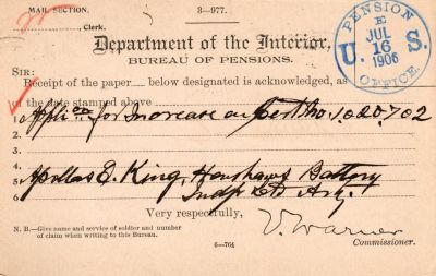 Appolas Erwin King

This was Donated by Mary Muhlfeld

Appolas Erwin King

Civil War Document
