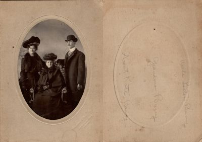 Click to view full size image
==============
Uncle Lester Barry, Grandma Barry & Aunt Kate Barry
This photo mounted on board states: "Uncle Lester Barry, Grandma Barry & Aunt Kate Barry"
The Photographers name is "Diamond Photo Company", Boston, Massachusetts.
Uncle Lester Barry, Grandma Barry & Aunt Kate Barry
This photo mounted on board states: "Uncle Lester Barry, Grandma Barry & Aunt Kate Barry"
The Photographers name is "Diamond Photo Company", Boston, Massachusetts.