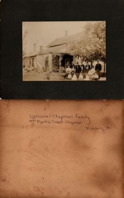 Click to view full size image
==============
The Nathaniel Chapman Family
This photo mounted on board states: "Nathaniel Chapman Family, wife Martha Orcutt Chapman, Vicksburg, MI"
The Nathaniel Chapman Family
This photo mounted on board states: "Nathaniel Chapman Family, wife Martha Orcutt Chapman, Vicksburg, MI"