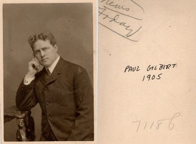 Click to view full size image
==============
Paul Gilbert
This photo mounted on board states: "Paul Gilbert, 1905"
Paul Gilbert
This photo mounted on board states: "Paul Gilbert, 1905"