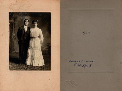 Click to view full size image
==============
Harry & Emma Radford
This was Donated by Elaine Swan.
This photo mounted on board states: "Harry & Emma Radford, Iowa"
The Photographers name is "Wheeler", Pendleton, Oregon.
Harry & Emma Radford
This was Donated by Elaine Swan.
This photo mounted on board states: "Harry & Emma Radford, Iowa"
The Photographers name is "Wheeler", Pendleton, Oregon.