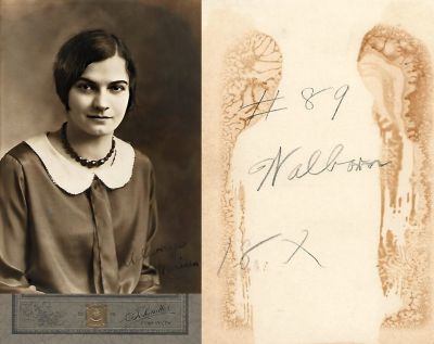 Marian?

THIS HAS BEEN RETURNED TO FAMILY

The front of the photo states: "Always, Marian?"

The Back of the photo states: "#89, Walborn, 18X"

The Photographers name is "Schindler", Sunbury, Pennsylvania.
