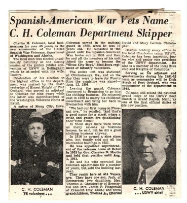 Charles Henry Coleman

THIS HAS BEEN RETURNED TO FAMILY

This was Donated by Cheryl Webber/The Terry Girls Genealogy.

Article on C. H. Coleman

